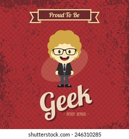 retro geek cartoon character