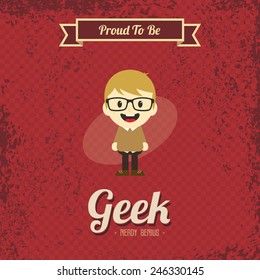 retro geek cartoon character