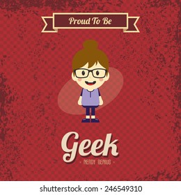 retro geek cartoon character