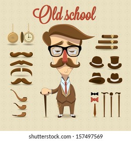 Retro Gentleman Character. Vector Illustration