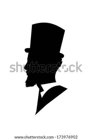 Retro gentleman face profile shape vector