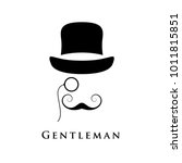 Retro gentleman with hat, an eyepiece and beautiful mustache. Vector illustration.
