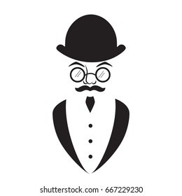 Retro gentleman icon isolated on white background. Vector art.