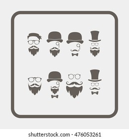 Retro gentleman icon set.