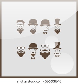 Retro gentleman icon set.