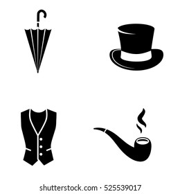 Retro gentleman symbolic icons on white background. Vector art.