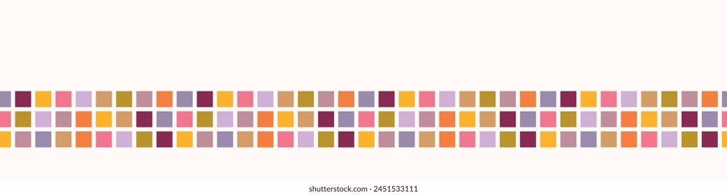 Retro geo vector border in elegant style. Luxury print textur for beautiful modern banner decor. Multicolor 70s abstract design. 