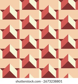 Retro Geometric 3D Triangle Seamless Pattern in Earth Tone Color
