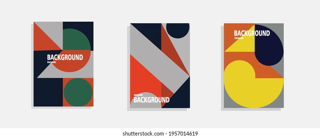Retro geometrische abstrakte Cover Set. Schweizer Moderne.
