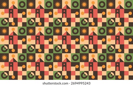 Patrón de azulejo de repetición Abstractas geométrica retro