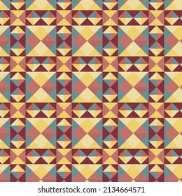 Retro geometric abstract seamless pattern. Best use in web design, business card, invitation, poster, textile print, home decor, scrapbook paper and more. Mosaic pattern 
