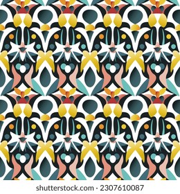 Retro geometric abstract seamless pattern in style 50-70s