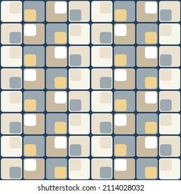 Retro Geometric Abstract Squares Seamless Trendy Pattern Minimalist Basic Look Colorful Design Ecru Gray Tones