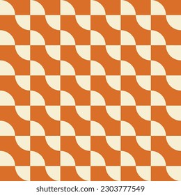 Patrón retro geométrico sin costuras en estilo 60, 70. Impresión mínima monocromática vectorial. Colores naranja y beige