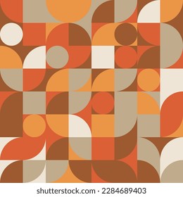 Retro geometric aesthetics. Bauhaus and avant-garde inspired vector background with abstract simple shapes like circle, square, semi circle. Colorful pattern in nostalgic pastel colors.