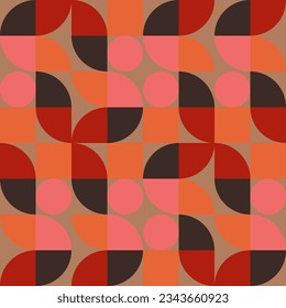 Retro geometric aesthetics. Bauhaus and avant-garde inspired vector background with abstract simple shapes like circle, square, semi circle. Colorful pattern in nostalgic pastel colors.