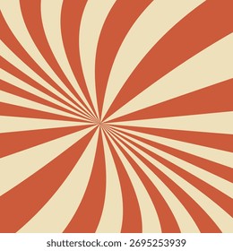 Fundo geométrico retrô com raios solares dinâmicos nas cores laranja e creme. Ideal para posters vintage, web design, embalagem, impressões têxteis e projetos de marca.