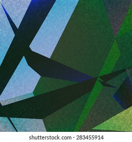 Retro geometric background with green shapes on textured paper