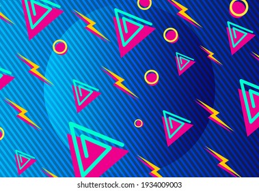 Retro geometric background with lightning, premium vektor 