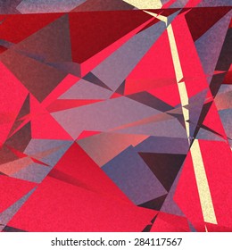 Retro geometric background with red shapes on textured paper