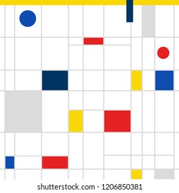 Retro geometric bauhaus, swiss, memphis cover template background. Modern hipster brochures, banners, posters design. Vector illustration in yellow, blue, red and black colors.