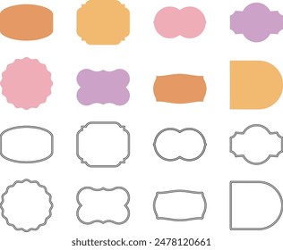 Retro geometric border lines sticker vector frames	