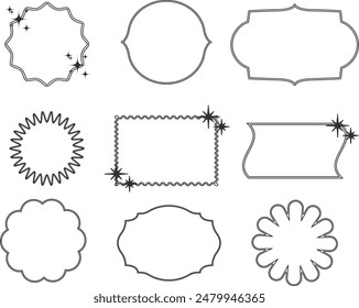Retro geometric border lines sticker vector frames	