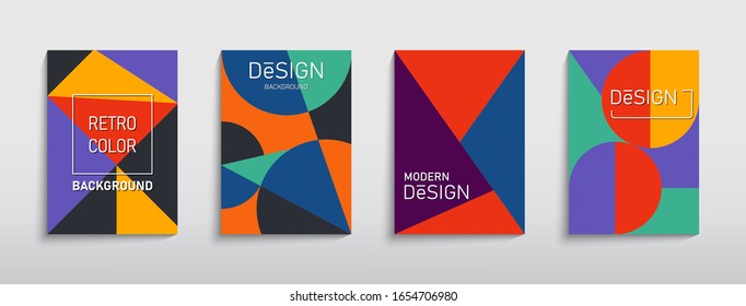 Retro geometric brochure. Bauhaus compotition. Covers design in Swiss modernism style. Abstract creative vector illustration for banner, cover, template, poster, layout, flyer, brochure, presentation.