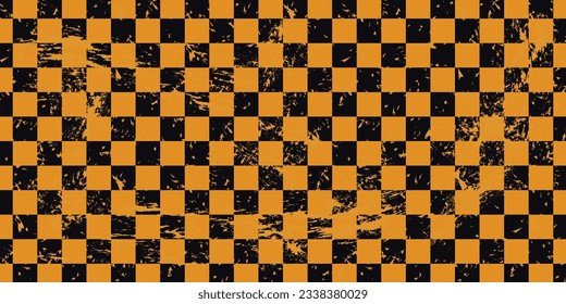 Retro geometric checkered wallpaper. Abstract pattern background for design and decor. Vector illustration. Black and yellow colors.