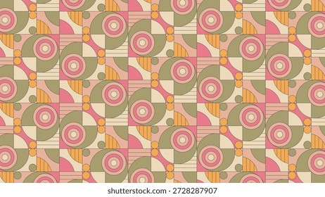 Retro Geometrische Kreise und Quadrate Wiederholungsmuster