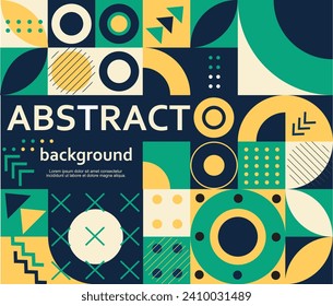 Geometrisches Retro-Cover. Abstrakte Formzusammensetzung. Farbiges neo-geometrisches Poster. Moderner abstrakter Flyer-Hintergrund