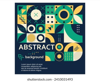 Retro Geometric Cover. Abstract Shape Composition. Colorful neo geometric poster. Modern abstract promotional flyer background vector