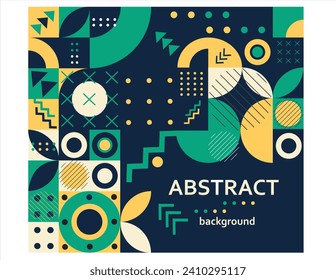 Retro Geometric Cover. Abstract Shape Composition. Colorful neo geometric poster. Modern abstract promotional flyer background vector