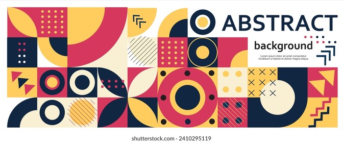 Retro Geometric Cover. Abstract Shape Composition. Colorful neo geometric poster. Modern abstract promotional flyer background vector