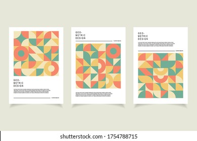 Retro geometric cover background. Abstract geometric background