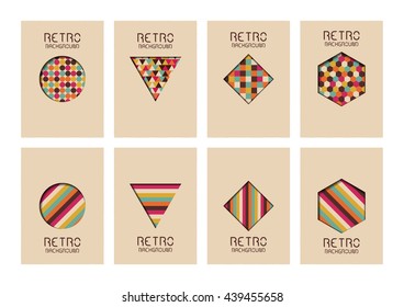 retro geometric cover set, A4 size, vintage collection