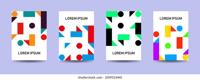 Retro geometric covers design. Cool vintage shape compositions. Eps10 vector.