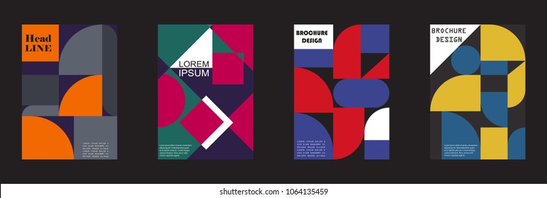 Retro geometric covers design. Eps10 vector.