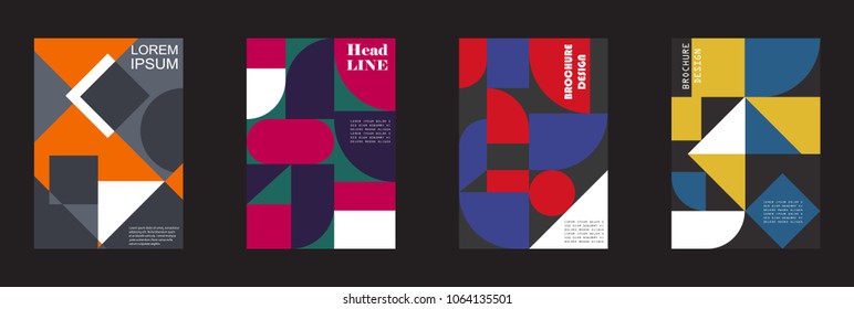 Retro geometric covers design. Eps10 vector.