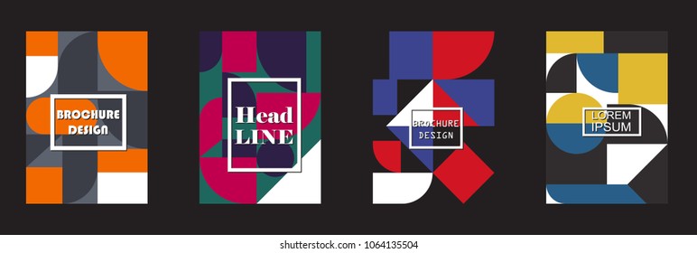 Retro geometric covers design. Eps10 vector.
