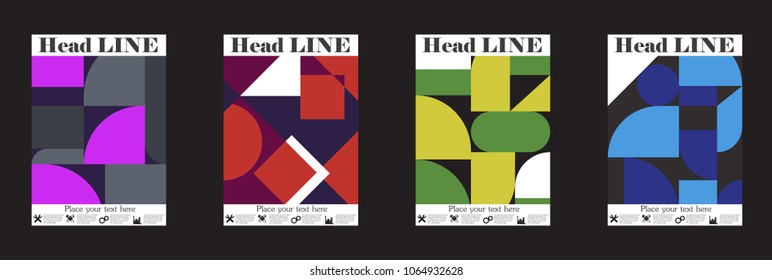 Retro geometric covers design. Eps10 vector.