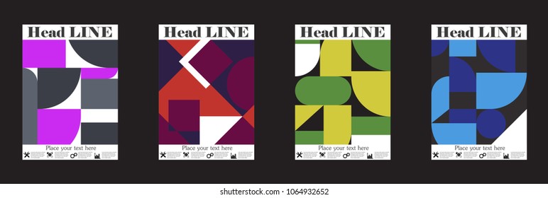 Retro geometric covers design. Eps10 vector.