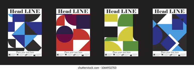 Retro geometric covers design. Eps10 vector.