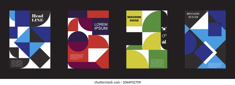 Retro geometric covers design. Eps10 vector.