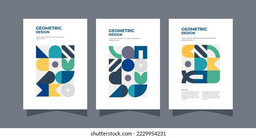 Retro geometric covers design. Eps10 vector.