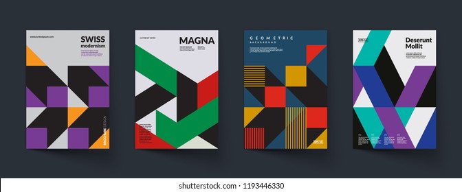 Retro geometric covers design. Swiss modernism. Eps10 vector.