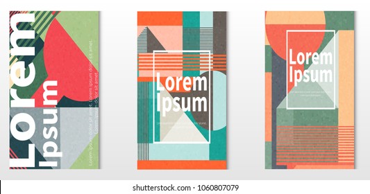 Retro geometric covers design vector illustration. Minimal cover design for model covers, placards, posters, flyers and banners. Vintage colored pattern. stock footage