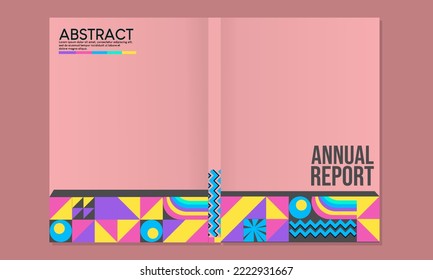 Retro geometric covers design.Bauhaus forms. Square tiles with modern geometric patterns with abstract figures and shapes.for journals, magazines, brochures, notebooks