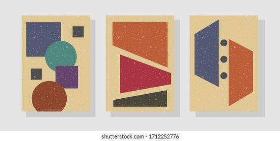 Retro geometric covers set. Abstract background, modernist. Colorful geometric shapes background set. Applicable for gift card,cover,poster. Poster design. Retro covers set.