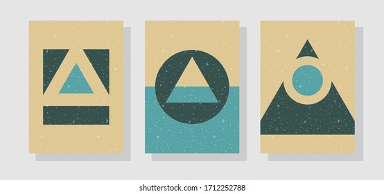 Retro geometric covers set. Abstract background, modernist. Colorful geometric shapes background set. Applicable for gift card,cover,poster. Poster design. Retro covers set.